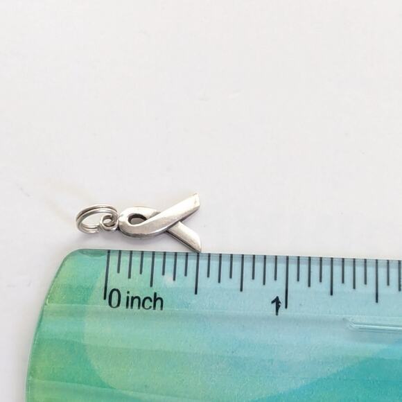 Vintage Signed SJC 925 Sterling Silver Breast Cancer Awareness Ribbon Charm - Picture 3 of 3